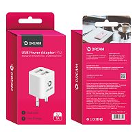 Зарядное устройство Dream DRM-PA2-03 2USB 1A белое
