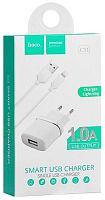 Зарядное устройство Hoco C11 1USB 1A с кабелем Lightning белое