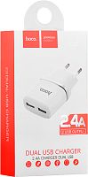 Зарядное устройство Hoco C12A 2USB 2.4A белое